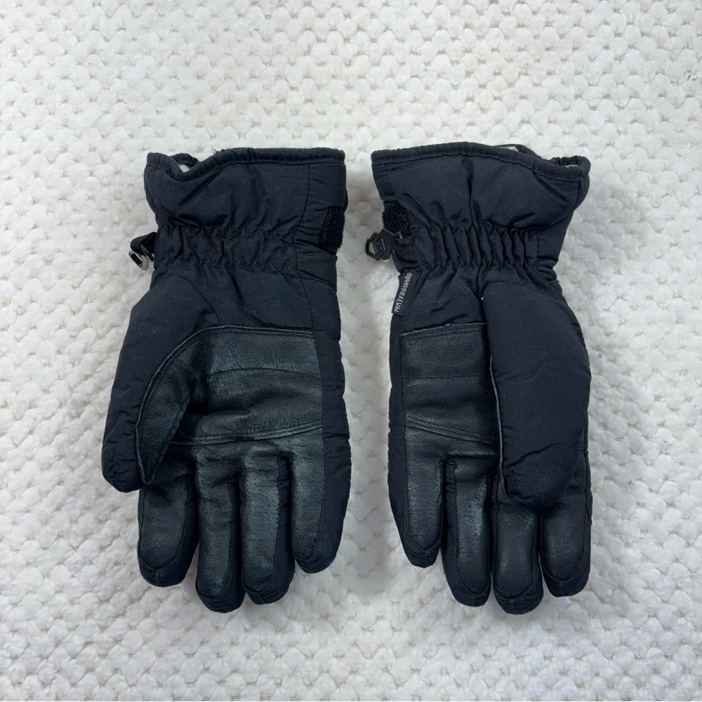 Kombi Women's Black Leather Fleece Lined Pull On Gloves Winter Snow Skiing Small